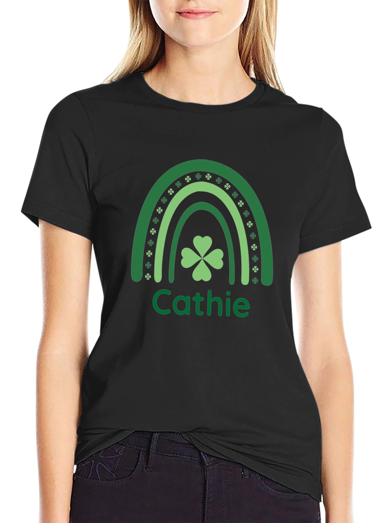 Cathie St. Patricks Day Rainbow Clover T-Shirt