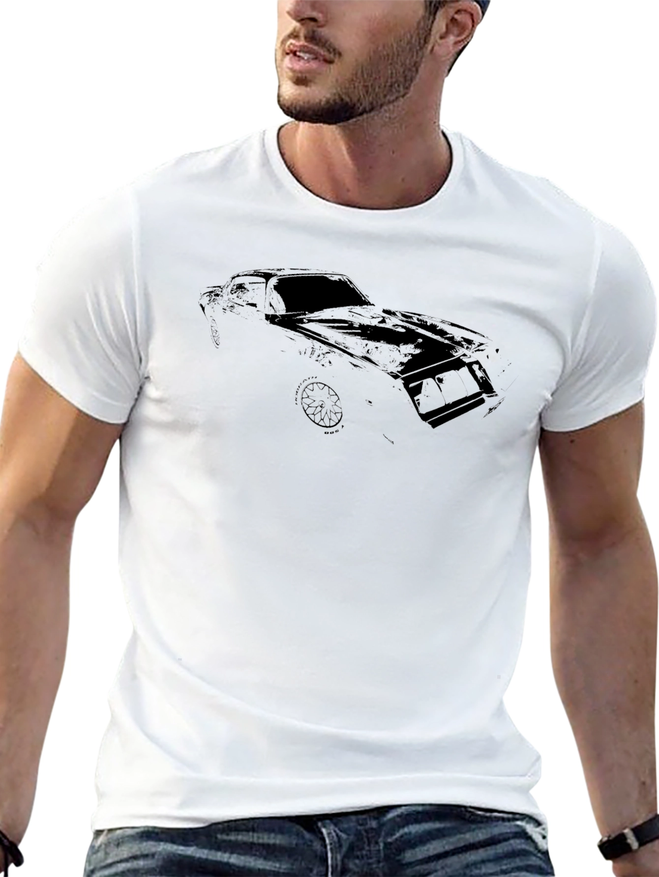 Mens Black Car Graphic Tee