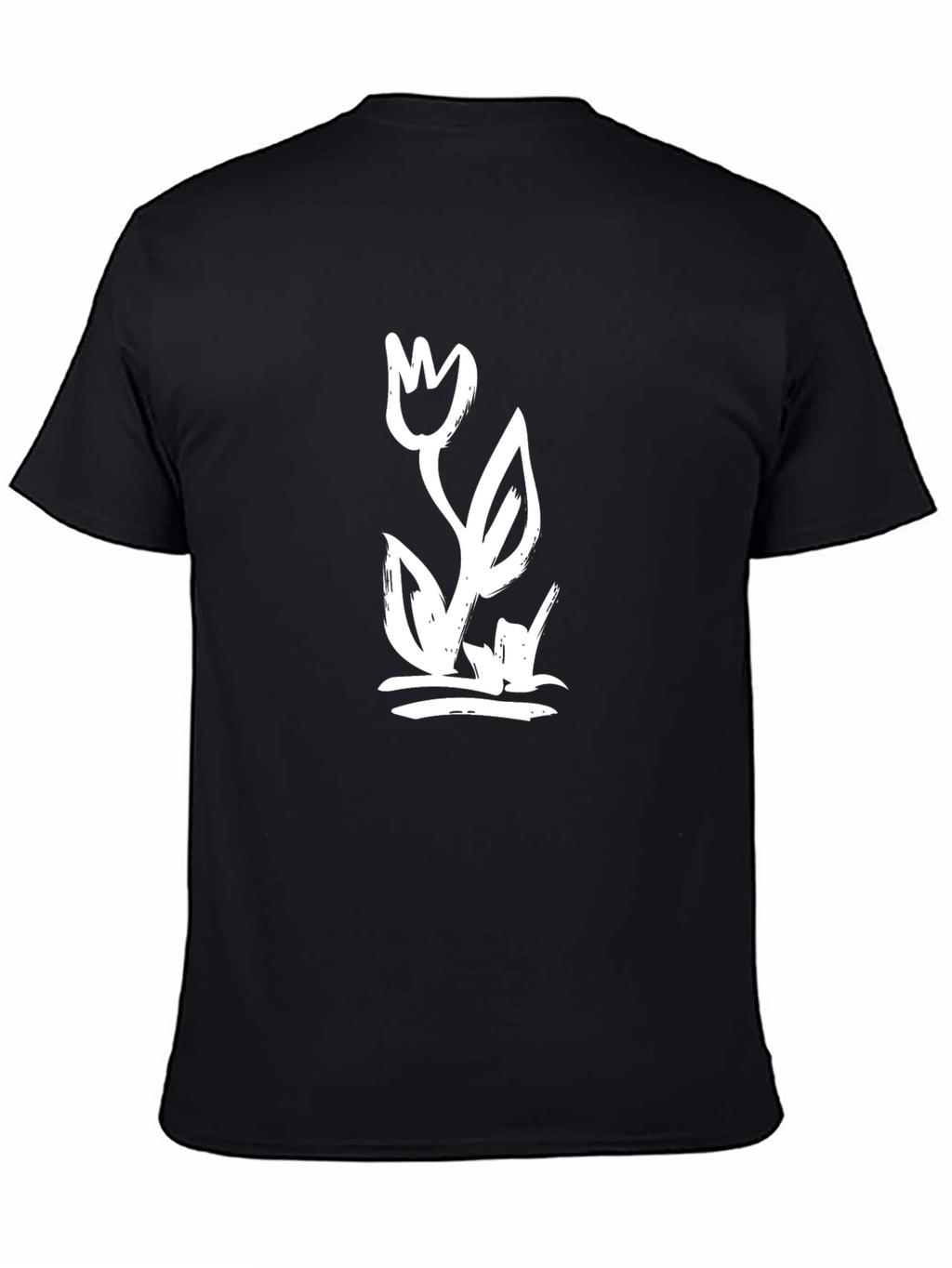 Black Graphic Tee with Artistic Flower Print
