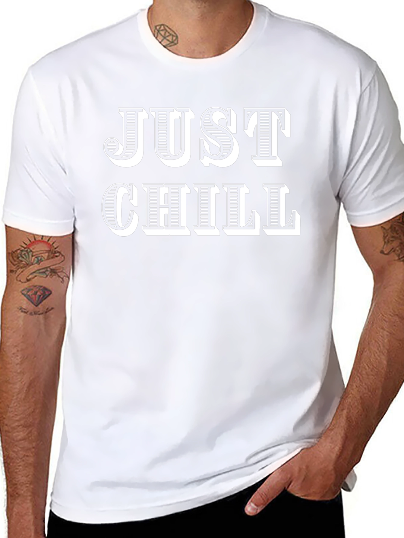 Just Chill Graphic Tee - Relaxed Fit Black T-Shirt