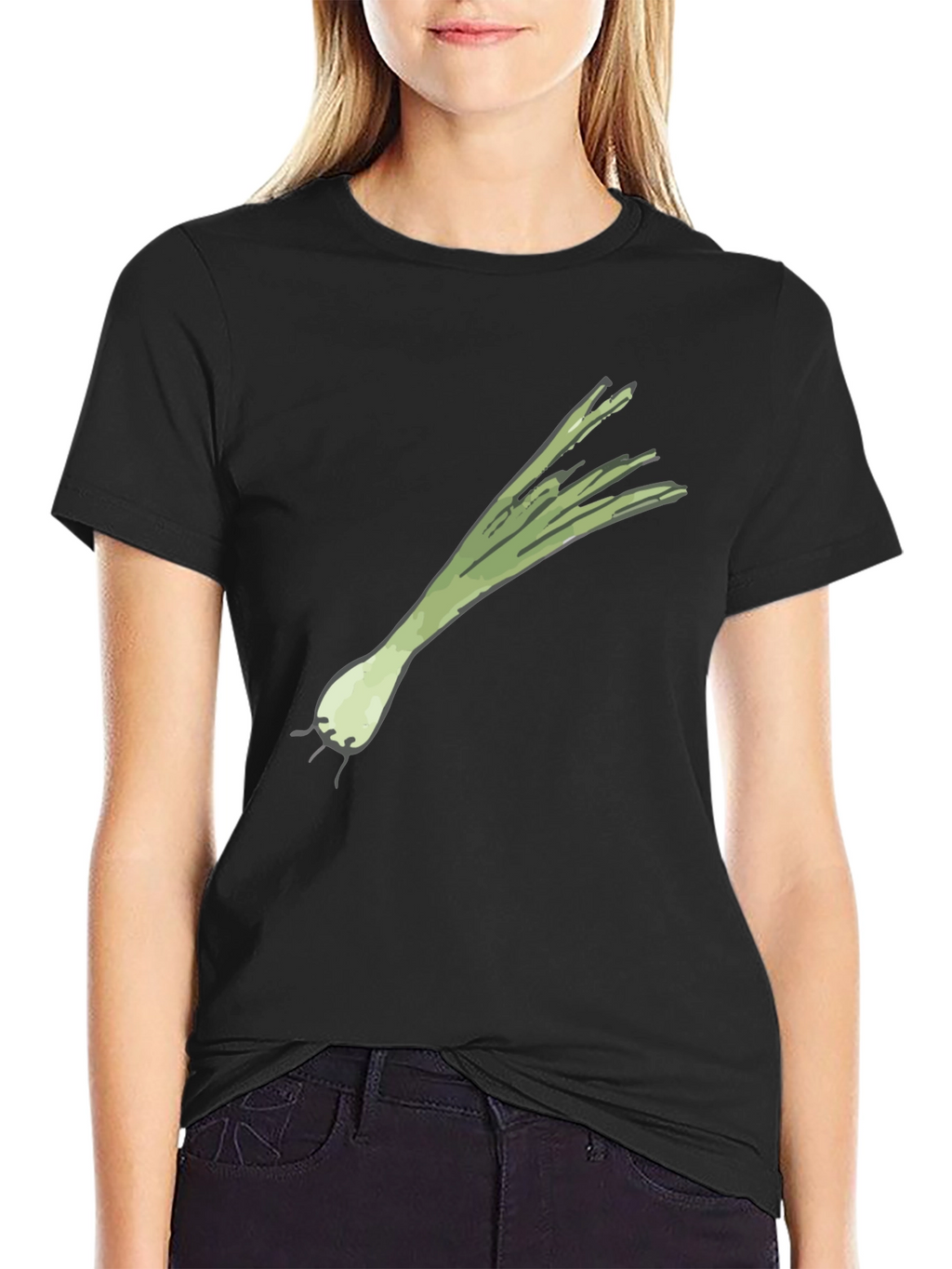 Leek Graphic Tee - Black Cotton Casual T-Shirt