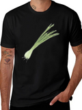 Leek Graphic Tee - Black Cotton Casual T-Shirt