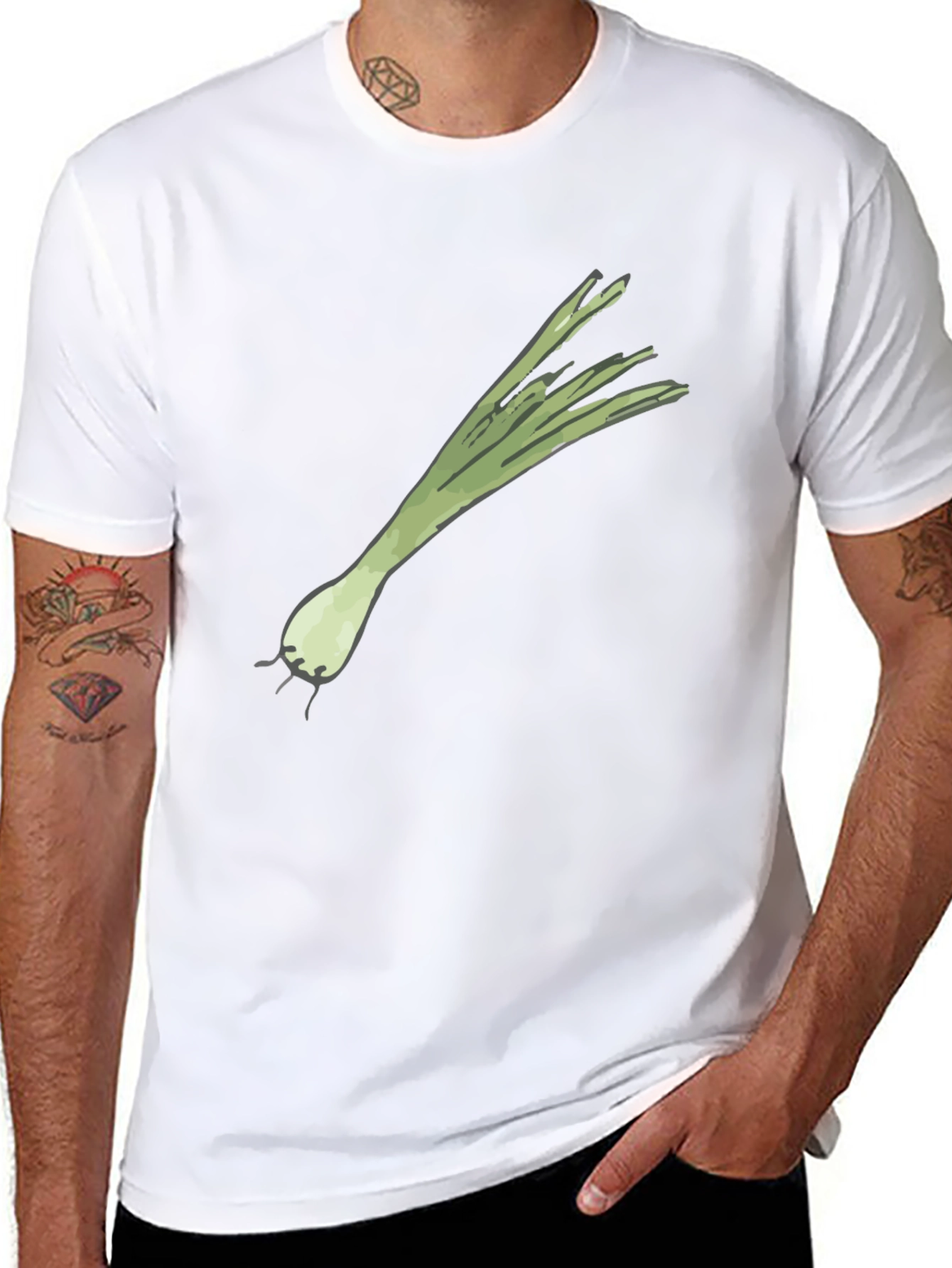 Leek Graphic Tee - Black Cotton Casual T-Shirt