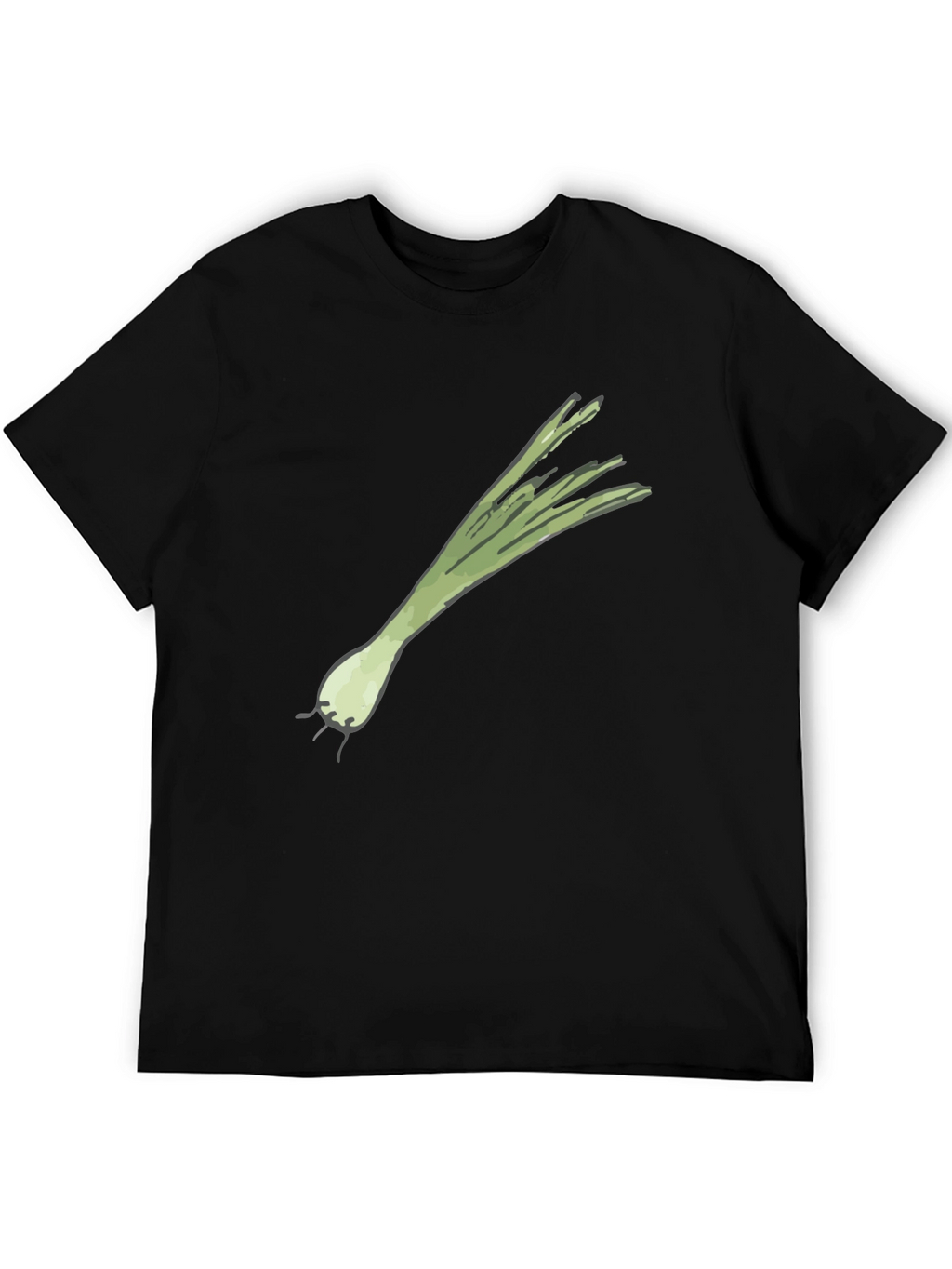Leek Graphic Tee - Black Cotton Casual T-Shirt