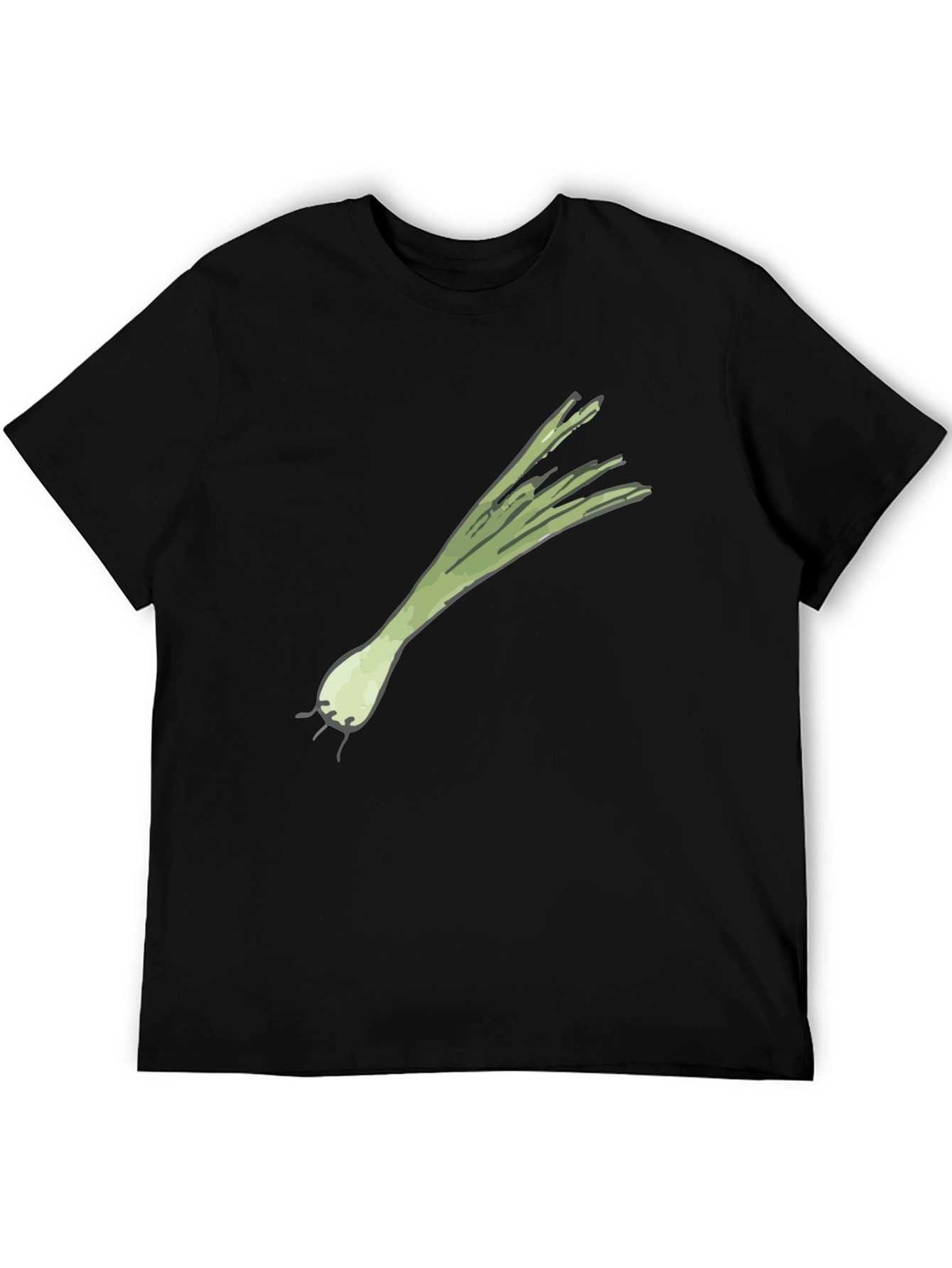 Leek Graphic Tee - Black Cotton Casual T-Shirt