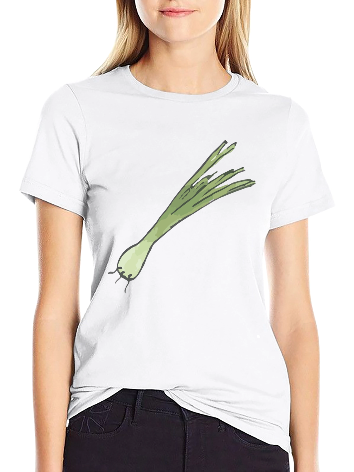 Leek Graphic Tee - Black Cotton Casual T-Shirt