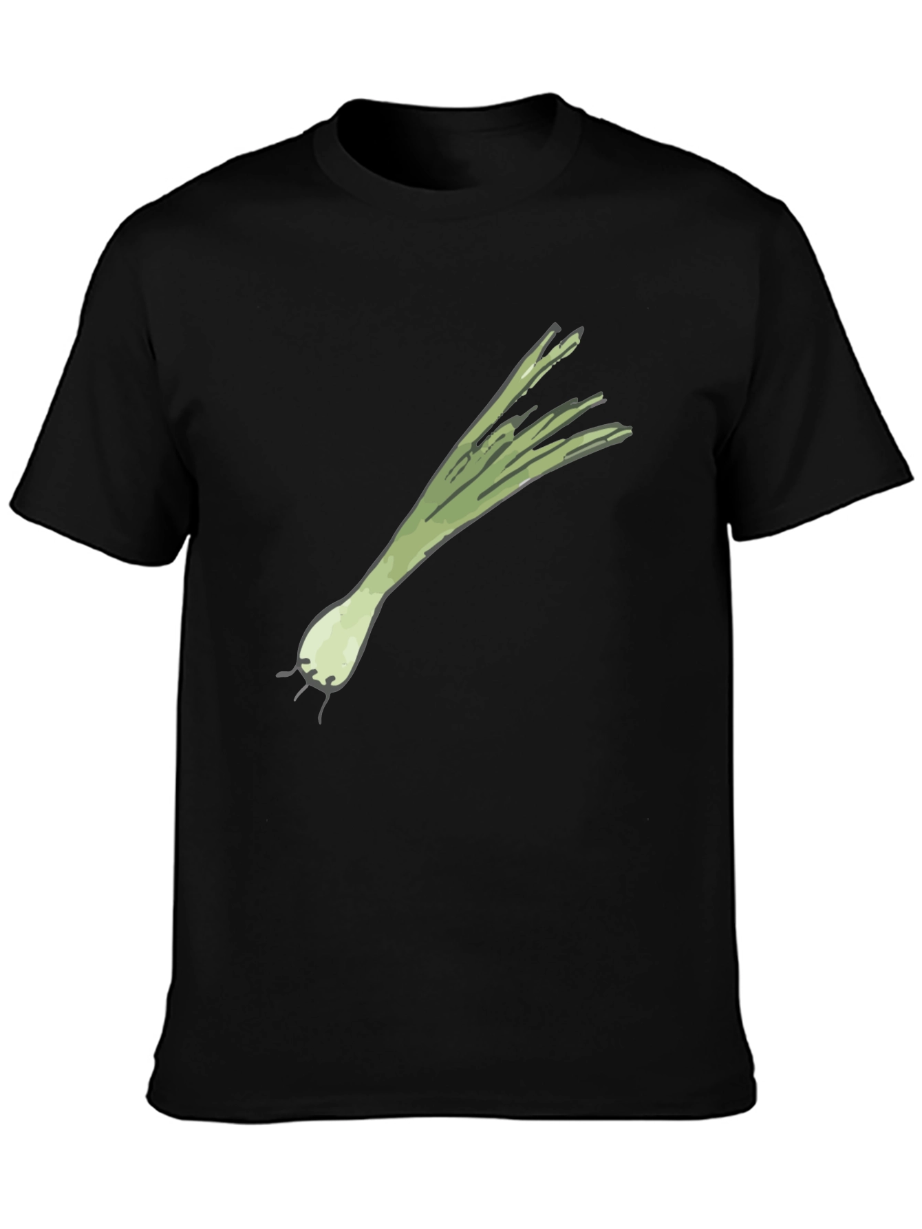 Leek Graphic Tee - Black Cotton Casual T-Shirt