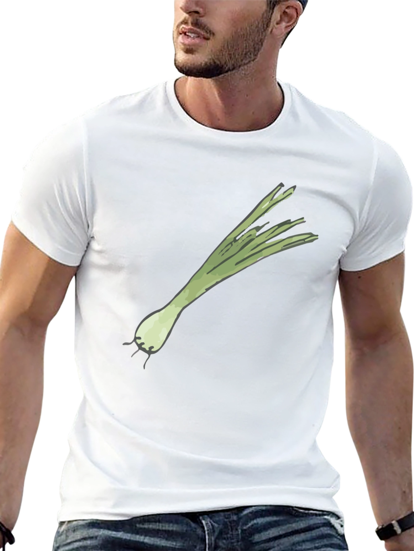Leek Graphic Tee - Black Cotton Casual T-Shirt