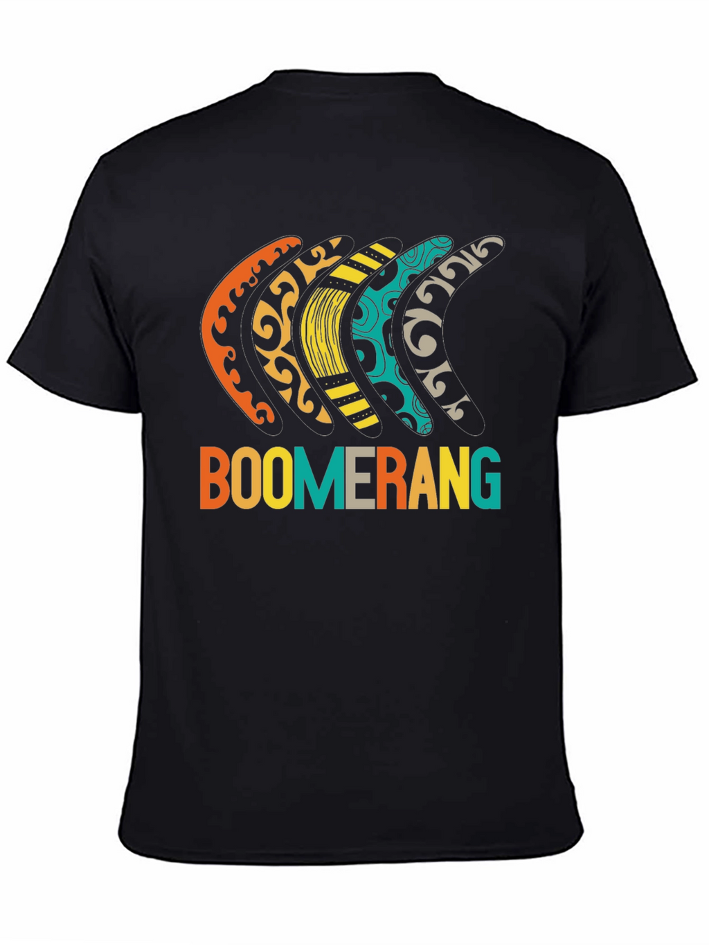 Boomerang Patterned Graphic Tee - Black