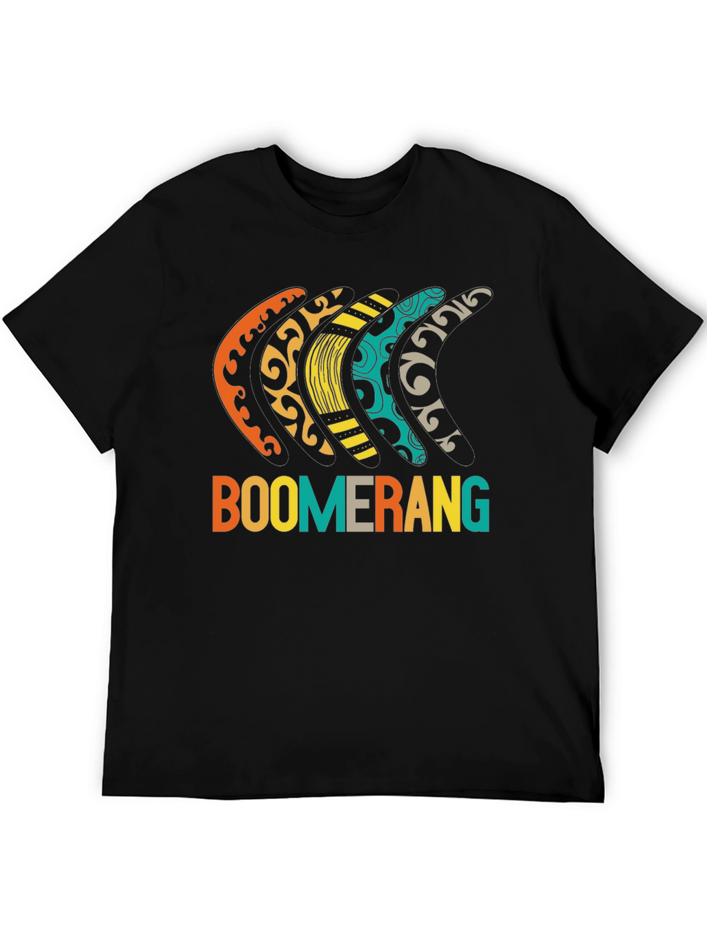 Boomerang Patterned Graphic Tee - Black