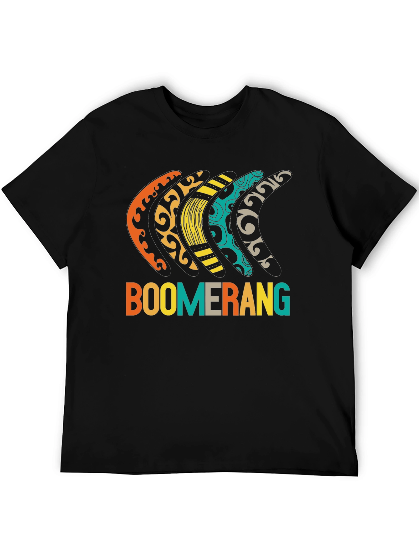 Boomerang Patterned Graphic Tee - Black