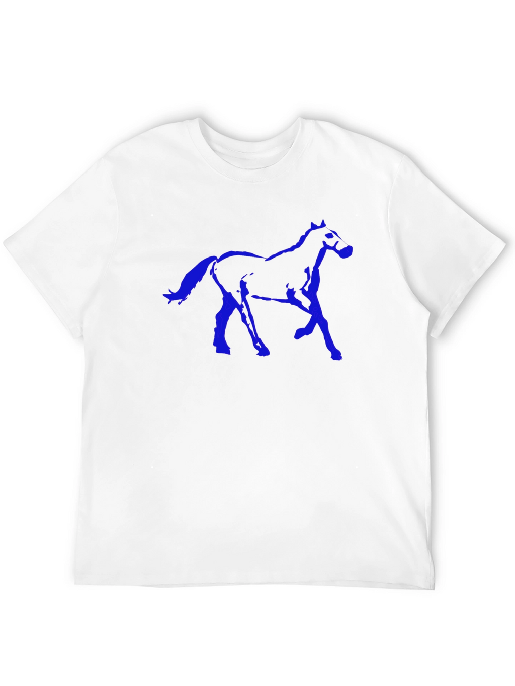 Black T-Shirt with Blue Horse Graphic