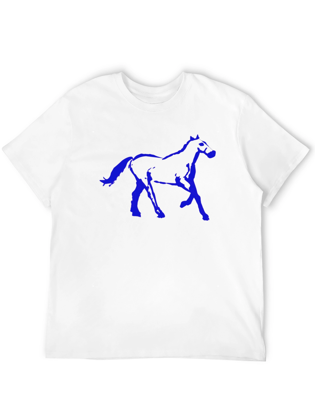 Black T-Shirt with Blue Horse Graphic