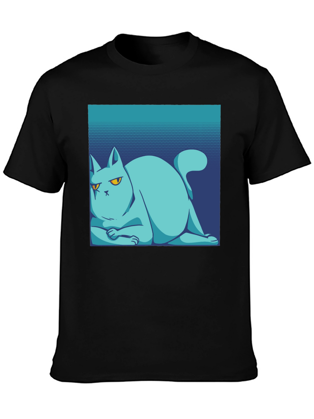 Cool Cat Tee: Black Cotton T-Shirt with Unique Graphic