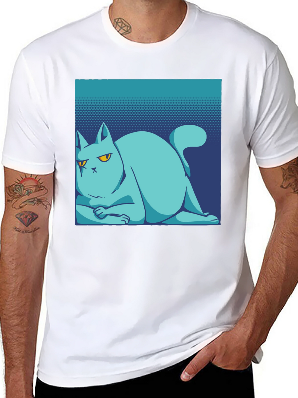 Cool Cat Tee: Black Cotton T-Shirt with Unique Graphic