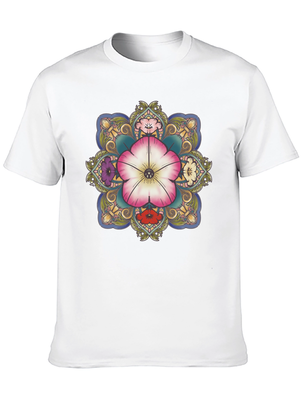 Floral Mandala Graphic T-Shirt - Black