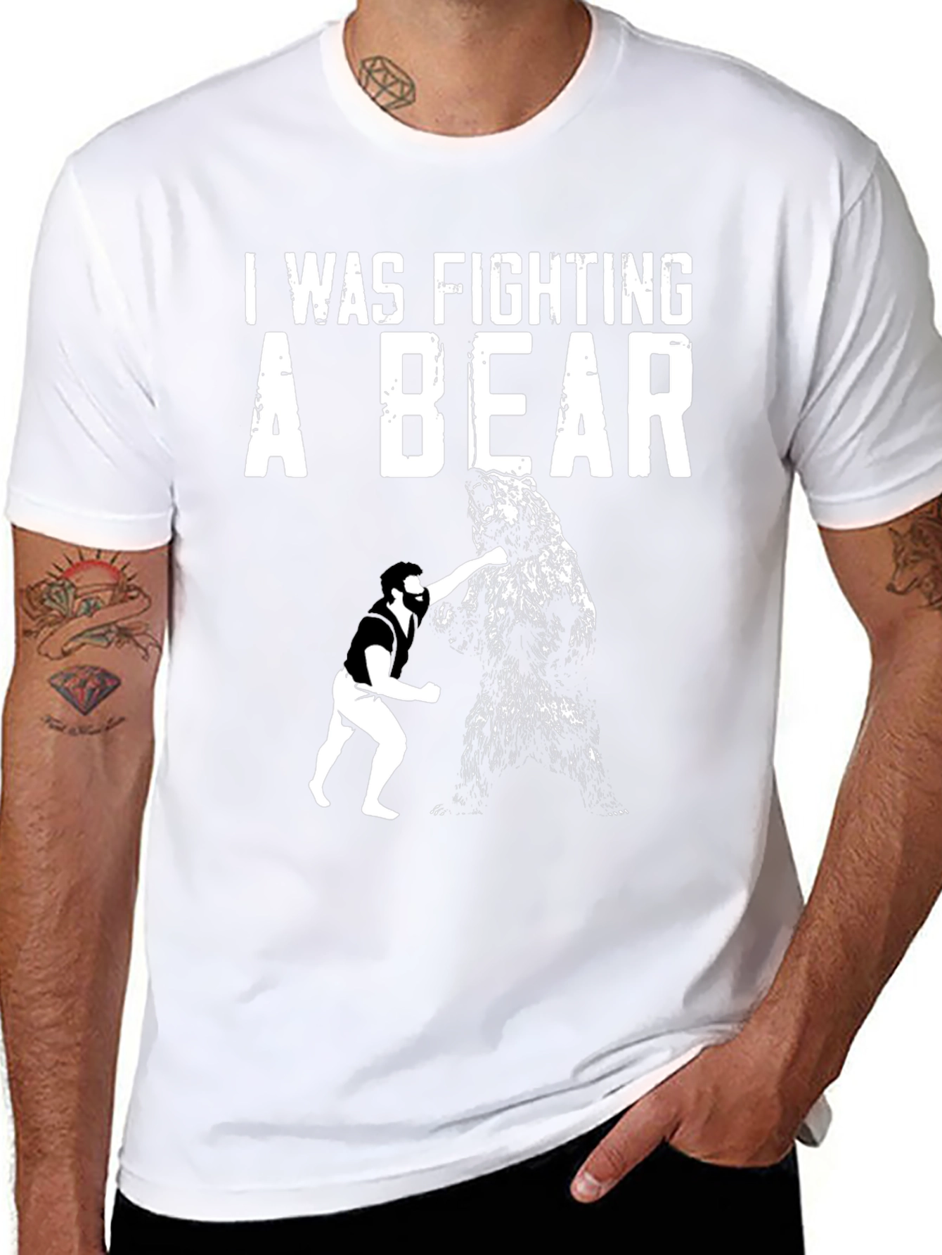 Fighting a Bear Graphic T-Shirt