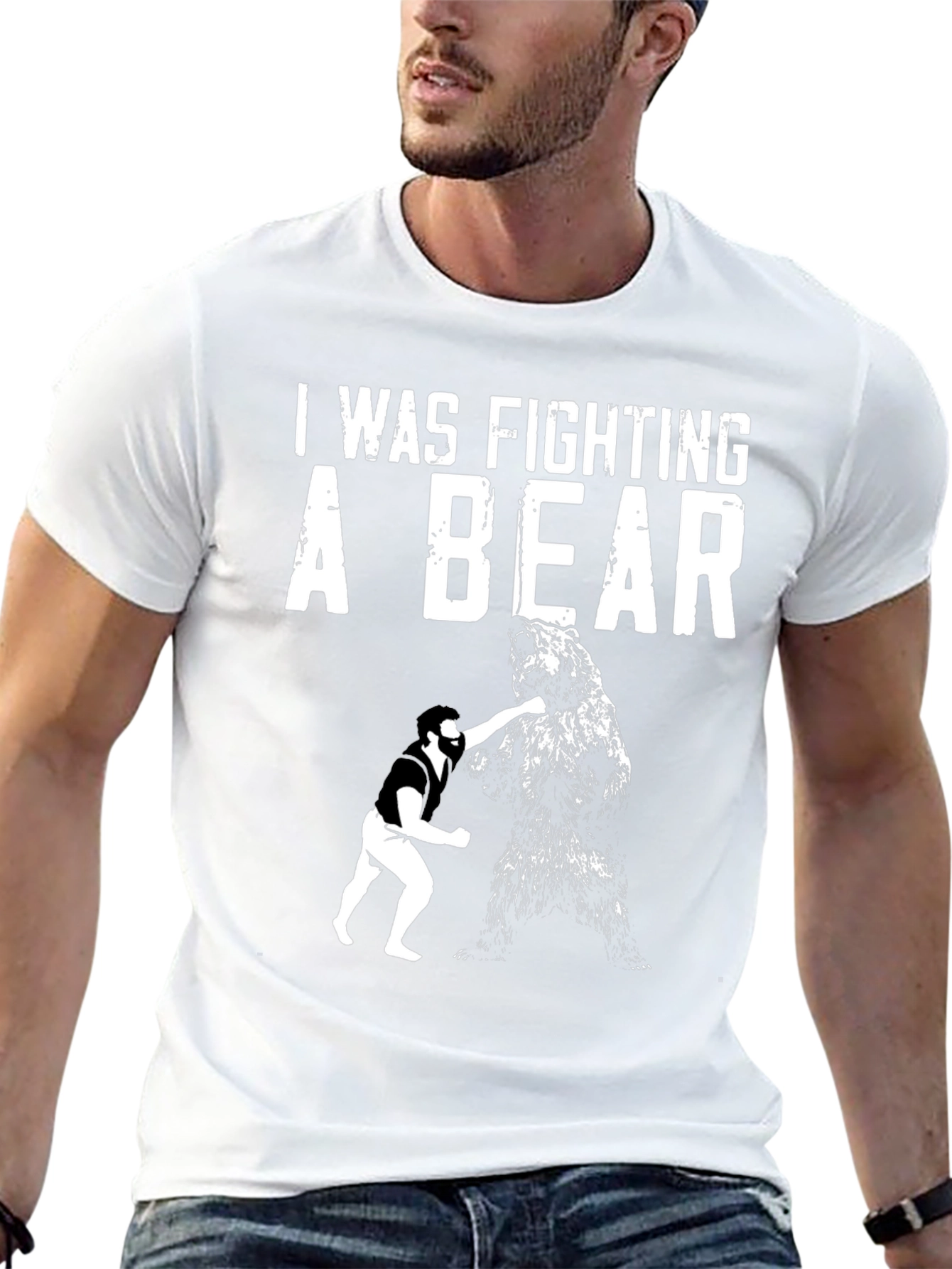 Fighting a Bear Graphic T-Shirt
