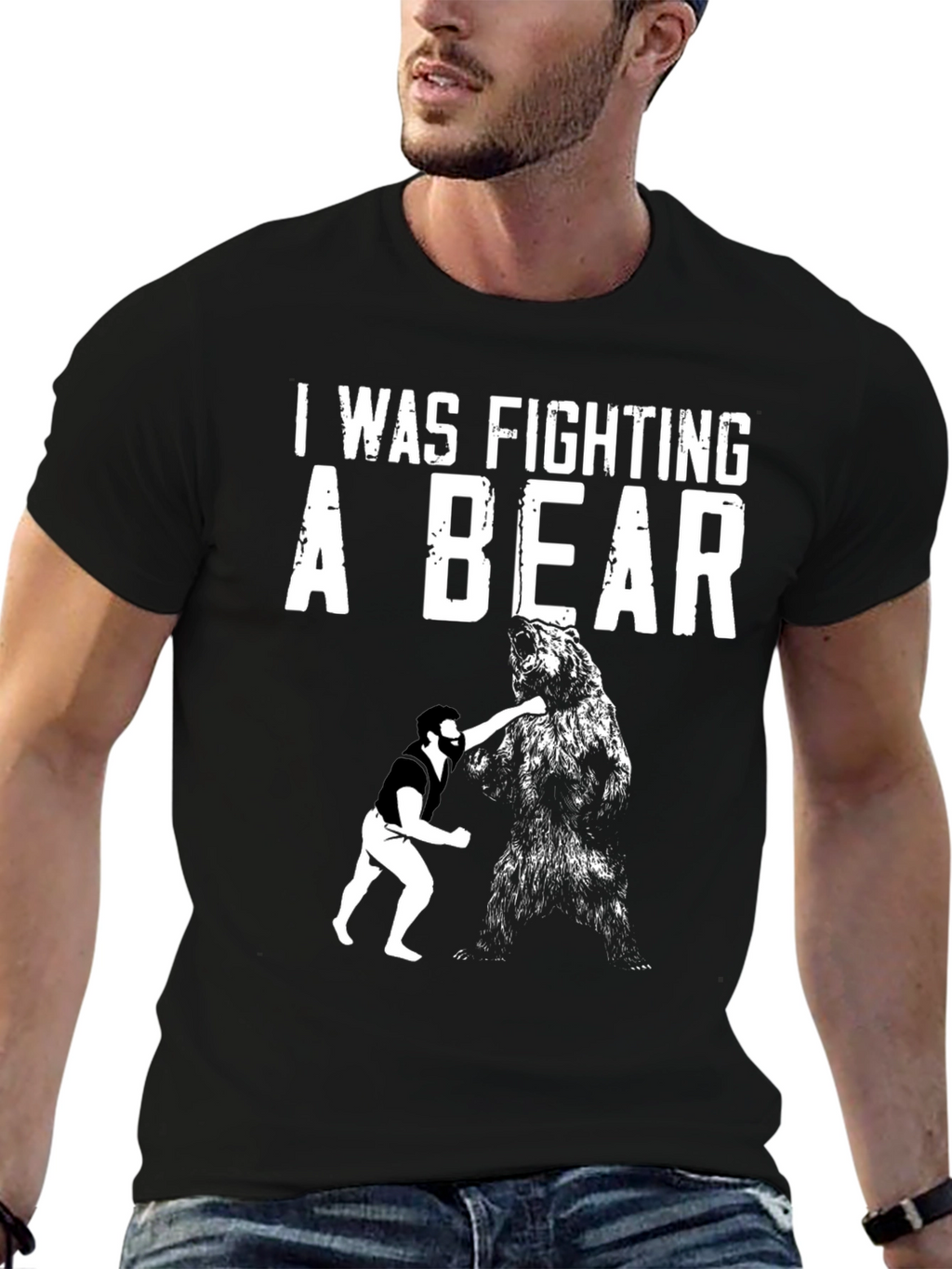 Fighting a Bear Graphic T-Shirt