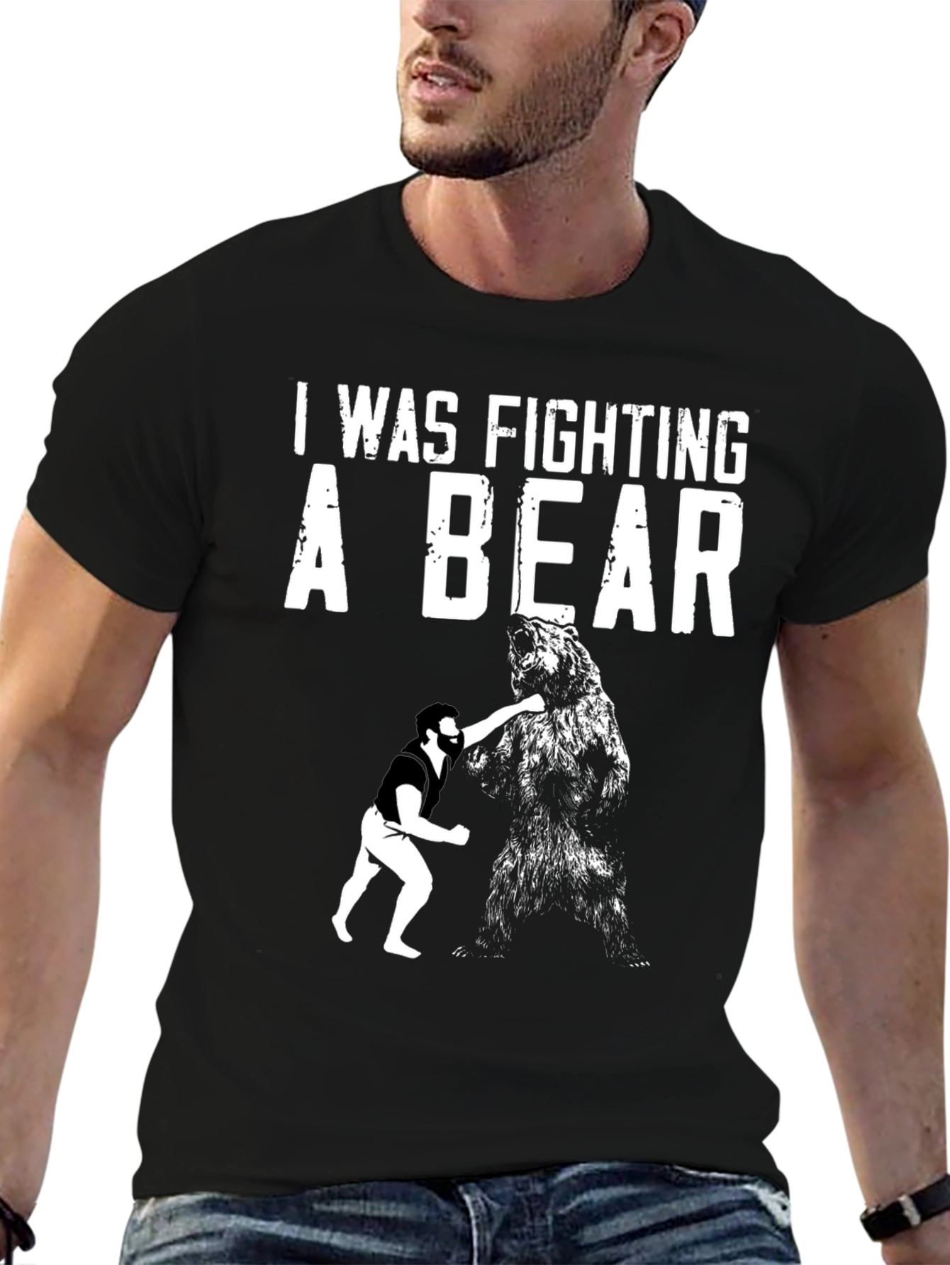 Fighting a Bear Graphic T-Shirt