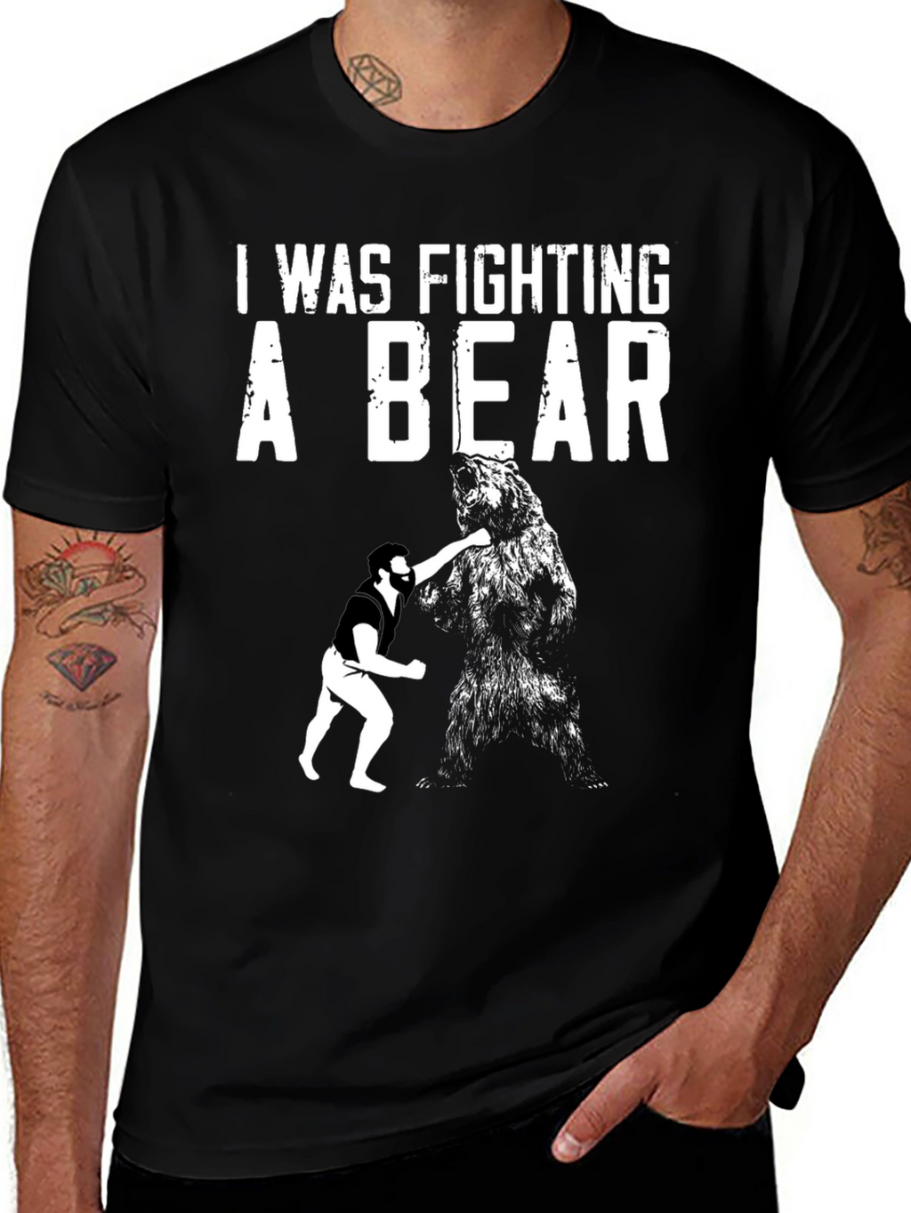 Fighting a Bear Graphic T-Shirt