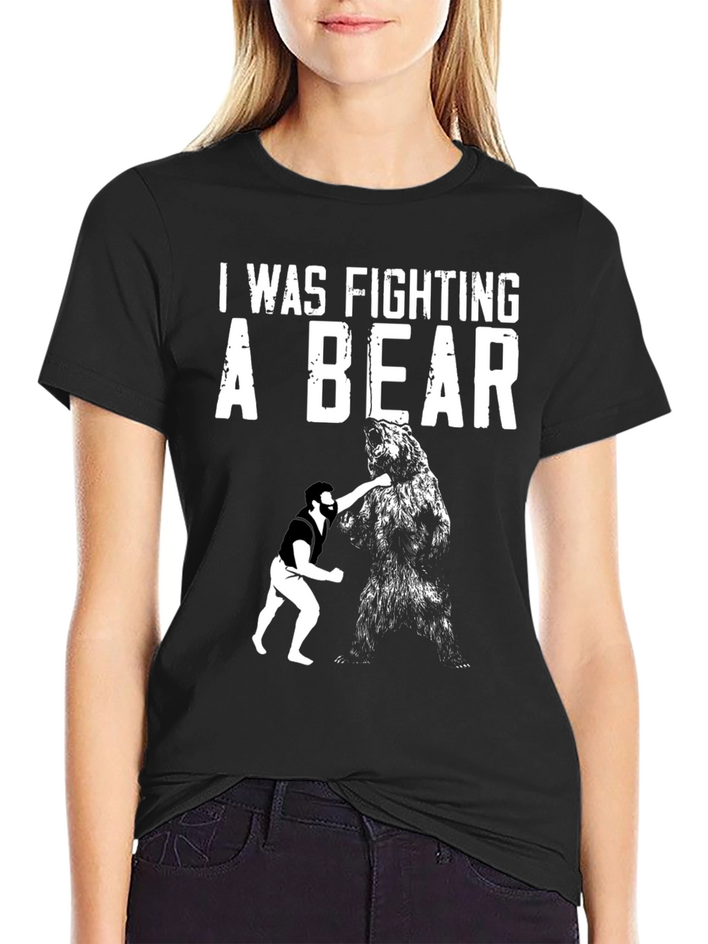 Fighting a Bear Graphic T-Shirt