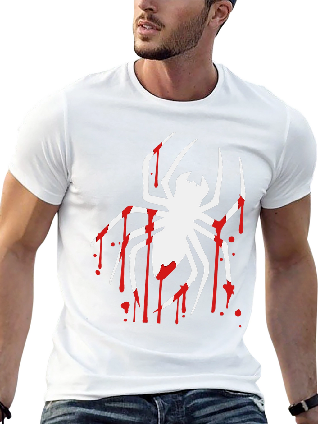 Spider Drip Graphic Tee - Bold Black Cotton T-Shirt
