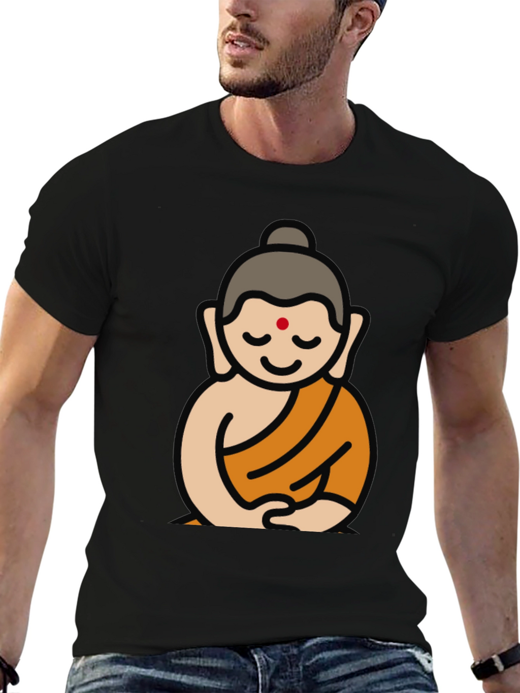 Buddha Graphic Black T-Shirt - Spiritual Design