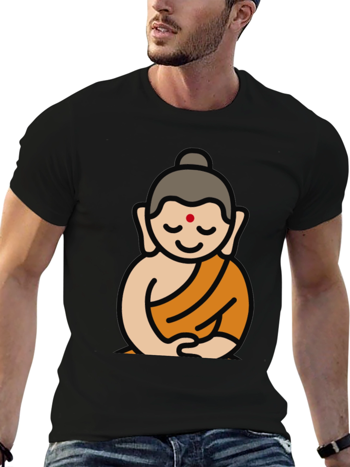 Buddha Graphic Black T-Shirt - Spiritual Design