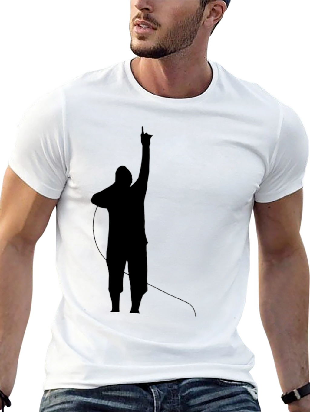 Mens Black T-Shirt with Silhouette Design