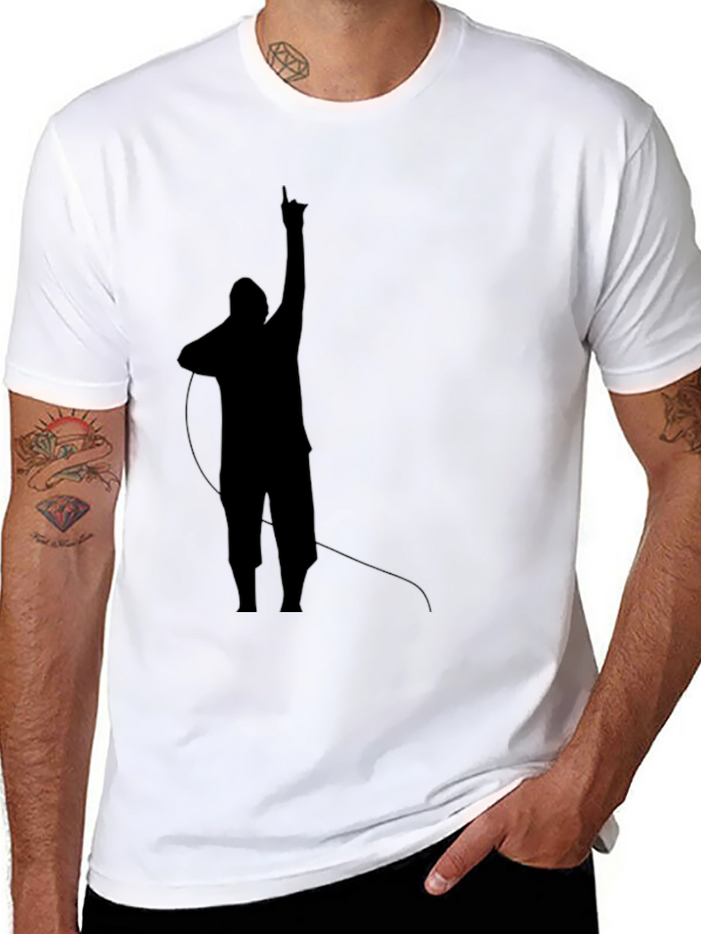 Mens Black T-Shirt with Silhouette Design