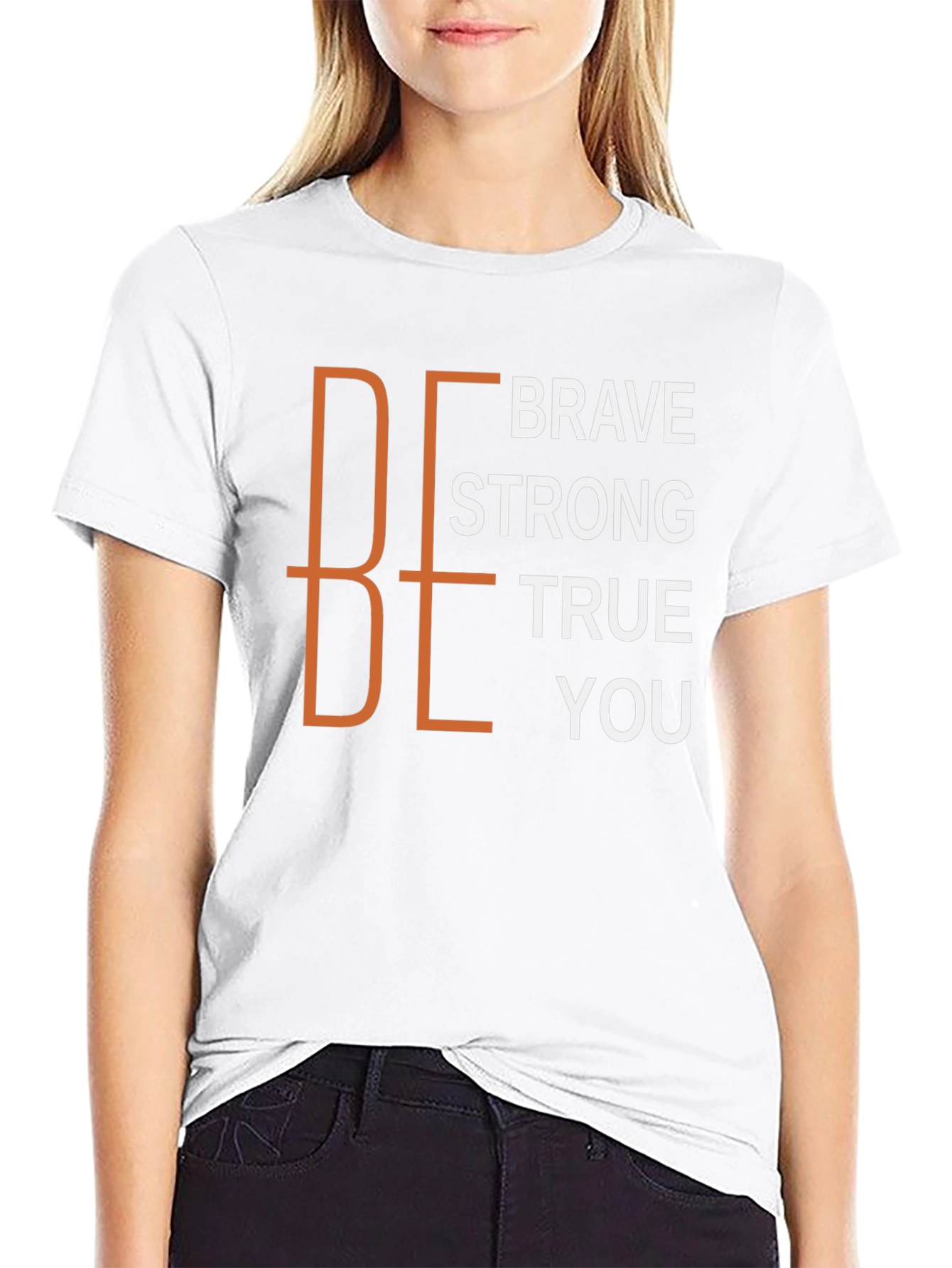 Be Brave Strong True You Black Graphic Tee