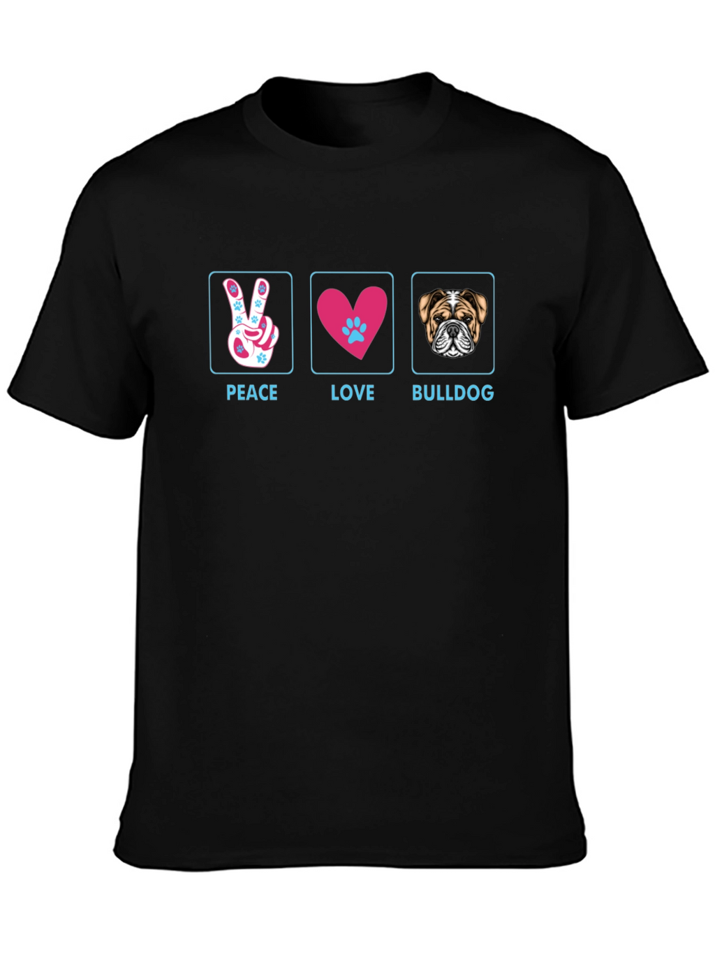 Peace Love Bulldog T-Shirt - Stylish Graphic Tee