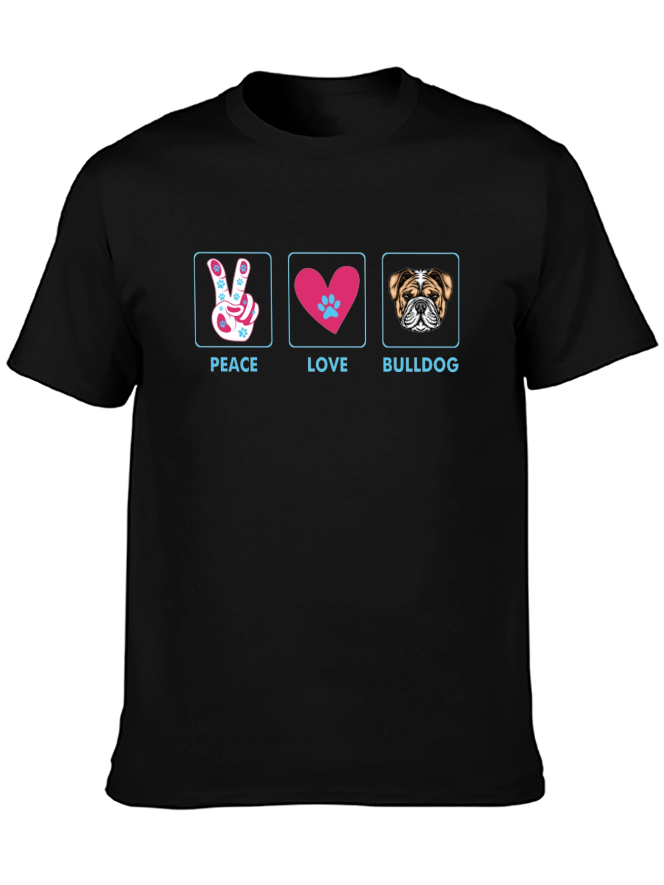 Peace Love Bulldog T-Shirt - Stylish Graphic Tee