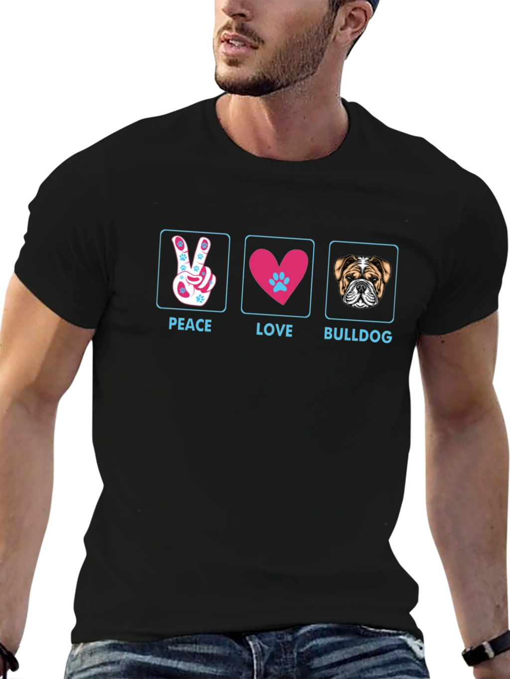 Peace Love Bulldog T-Shirt - Stylish Graphic Tee