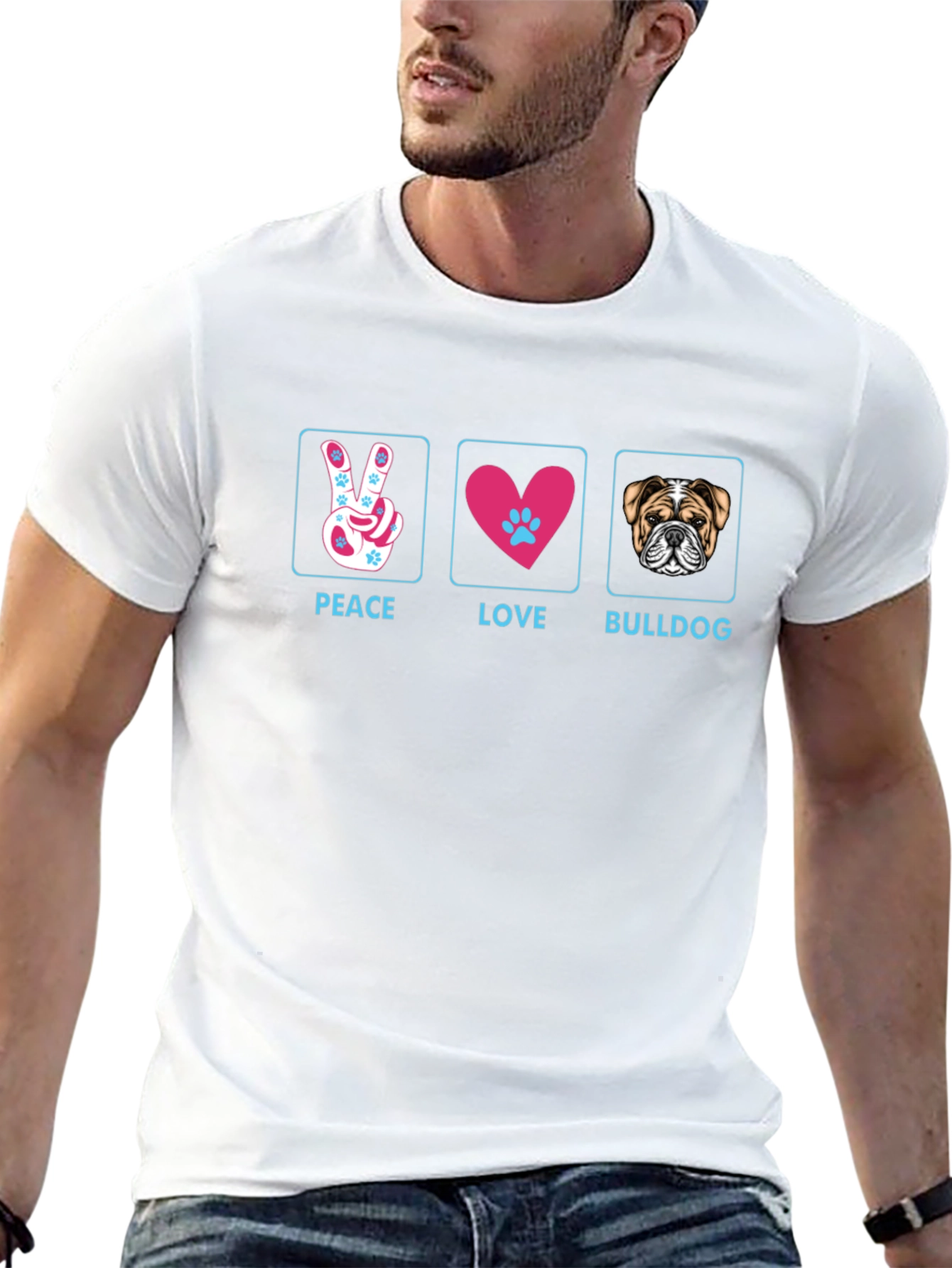 Peace Love Bulldog T-Shirt - Stylish Graphic Tee