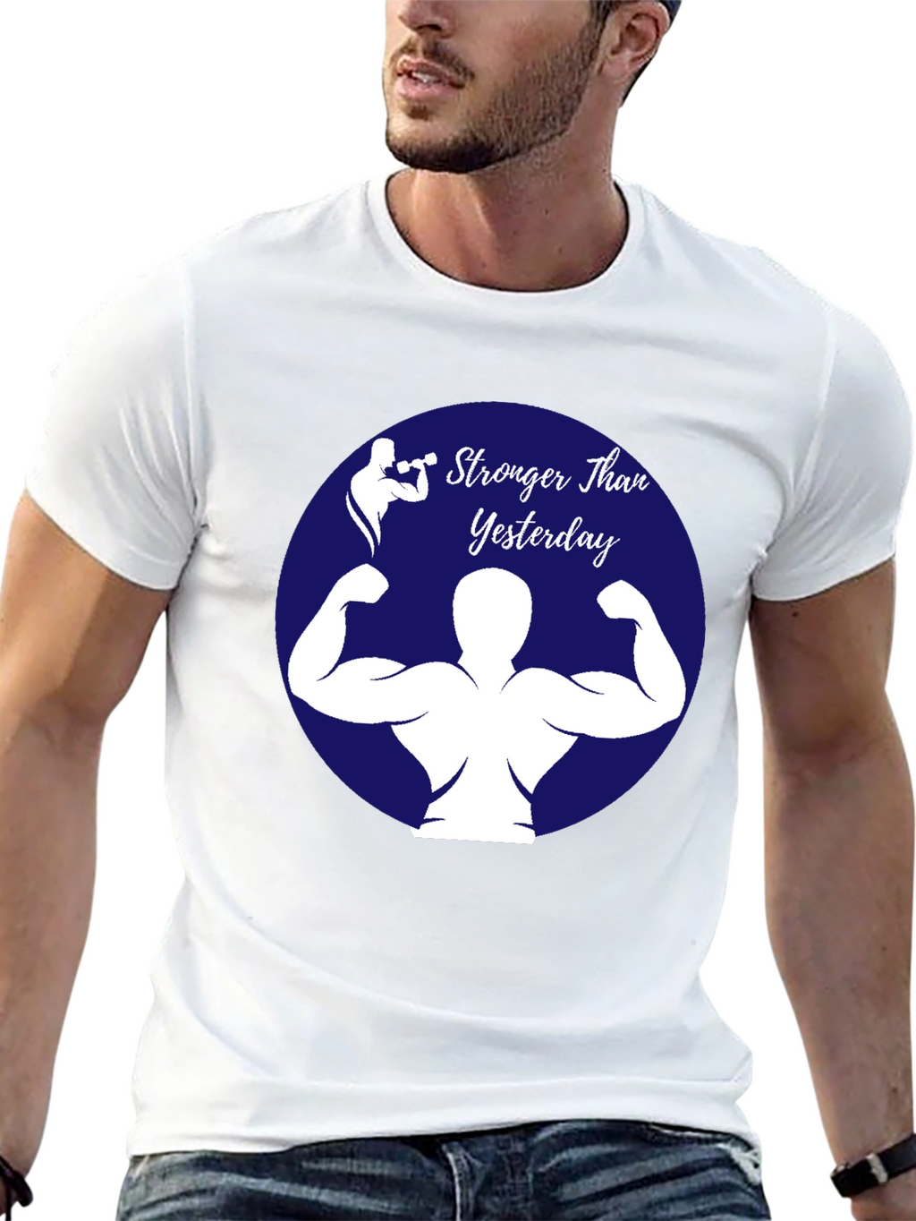 Stronger Than Yesterday T-Shirt - Gym Fitness Apparel