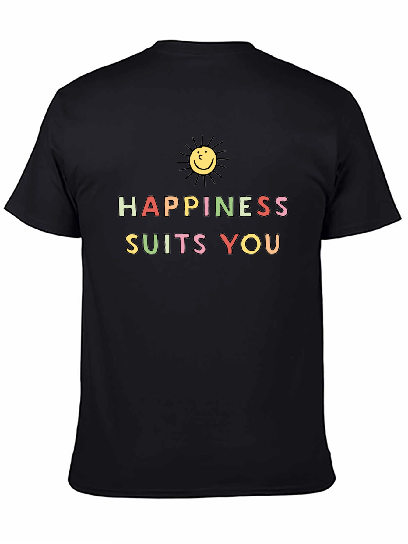Happiness Suits You Graphic Tee - Black Cotton T-Shirt