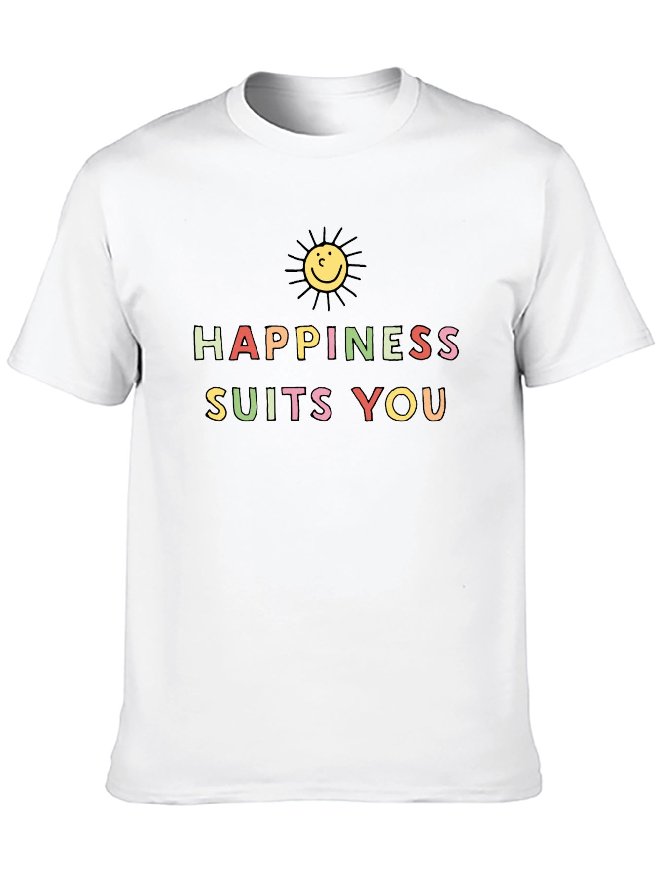 Happiness Suits You Graphic Tee - Black Cotton T-Shirt