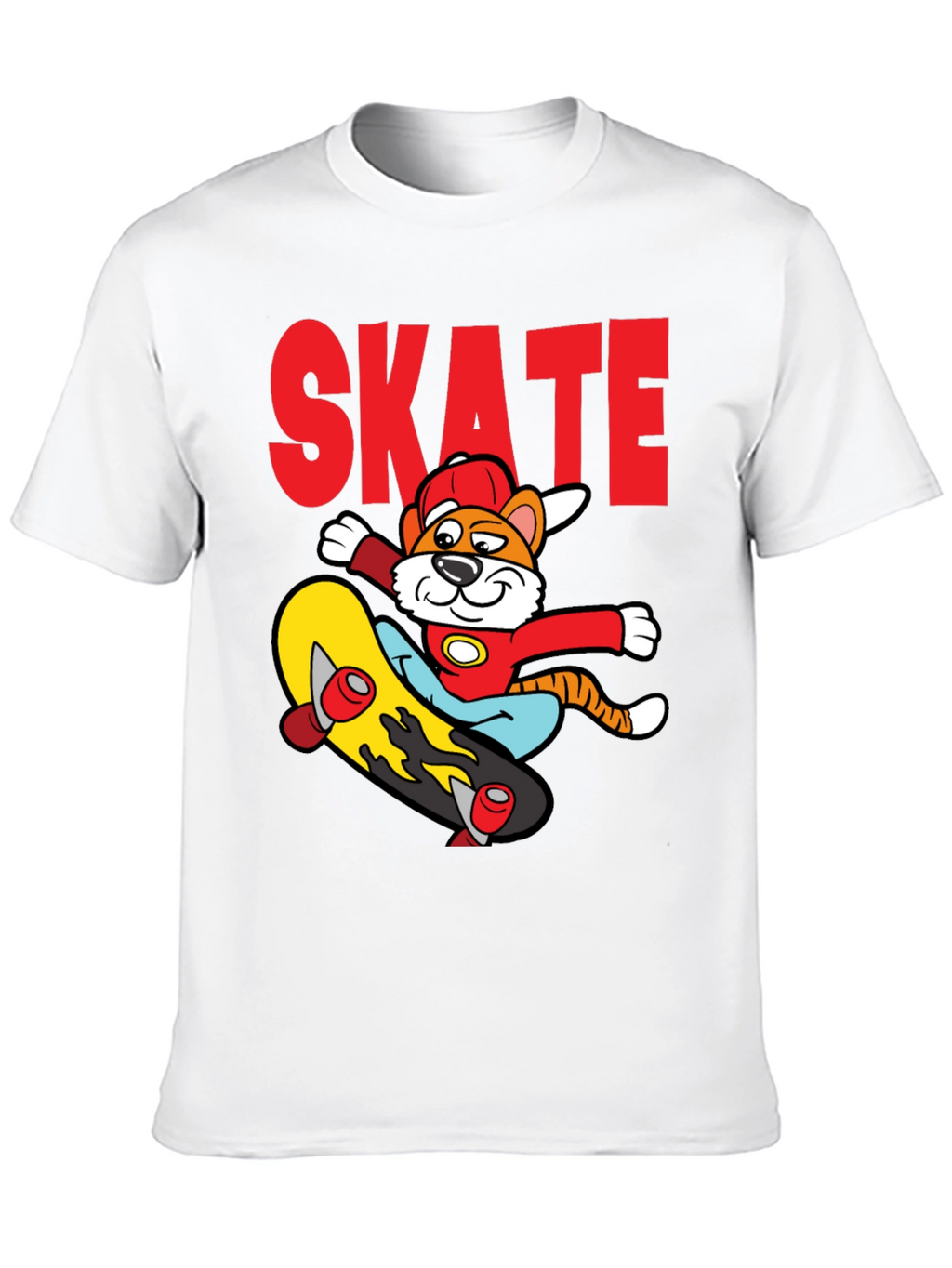 Skateboarding Cartoon Tiger Graphic Tee