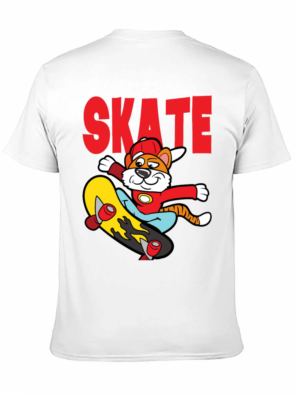 Skateboarding Cartoon Tiger Graphic Tee