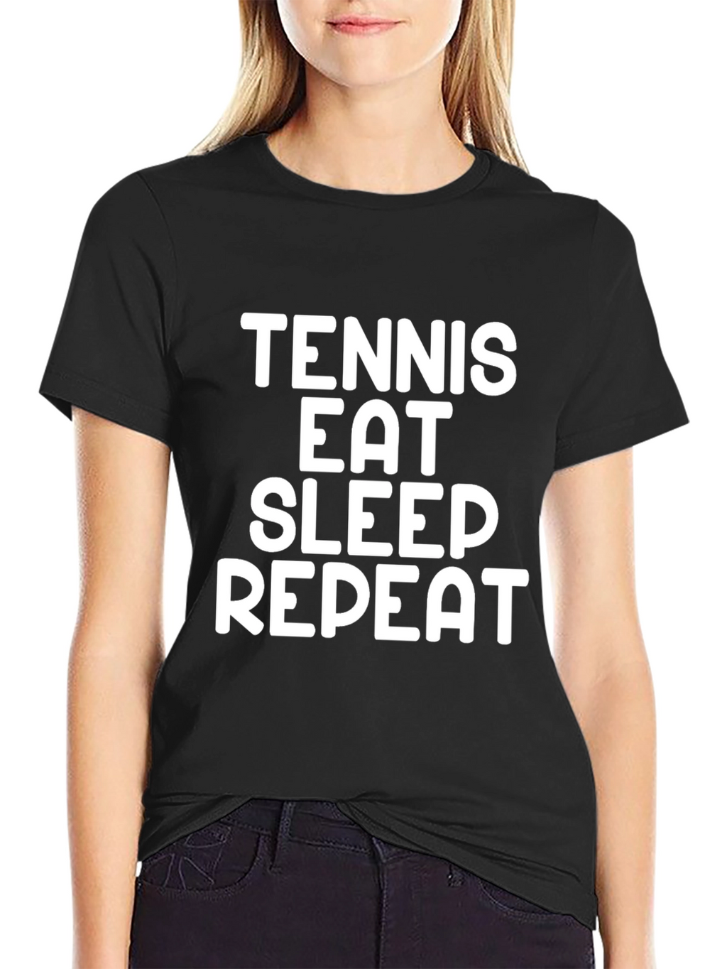 Tennis Eat Sleep Repeat Black T-Shirt
