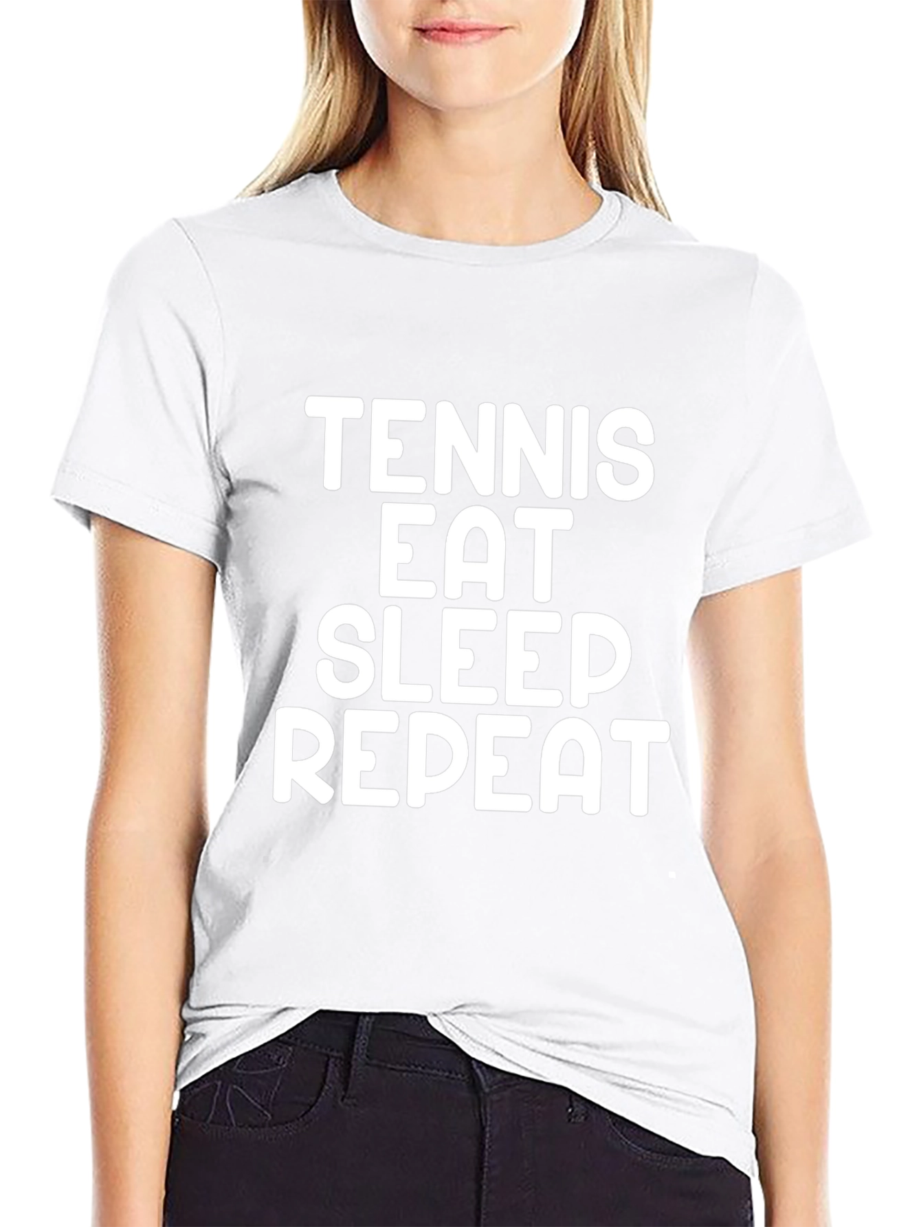 Tennis Eat Sleep Repeat Black T-Shirt