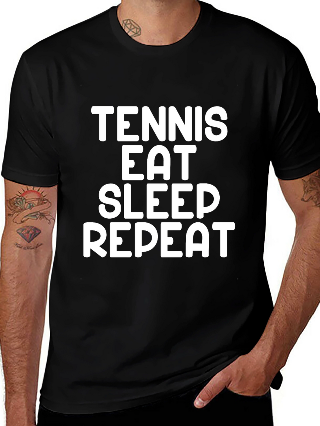 Tennis Eat Sleep Repeat Black T-Shirt