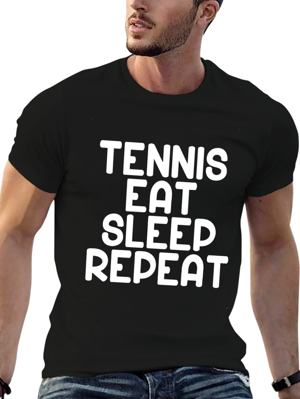 Tennis Eat Sleep Repeat Black T-Shirt