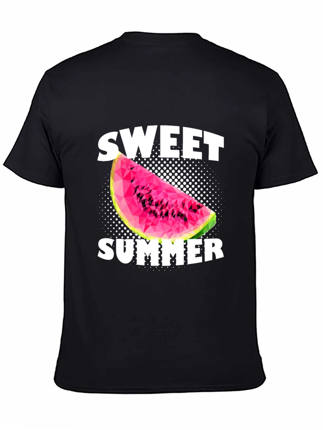 Sweet Summer Watermelon Graphic Black T-Shirt