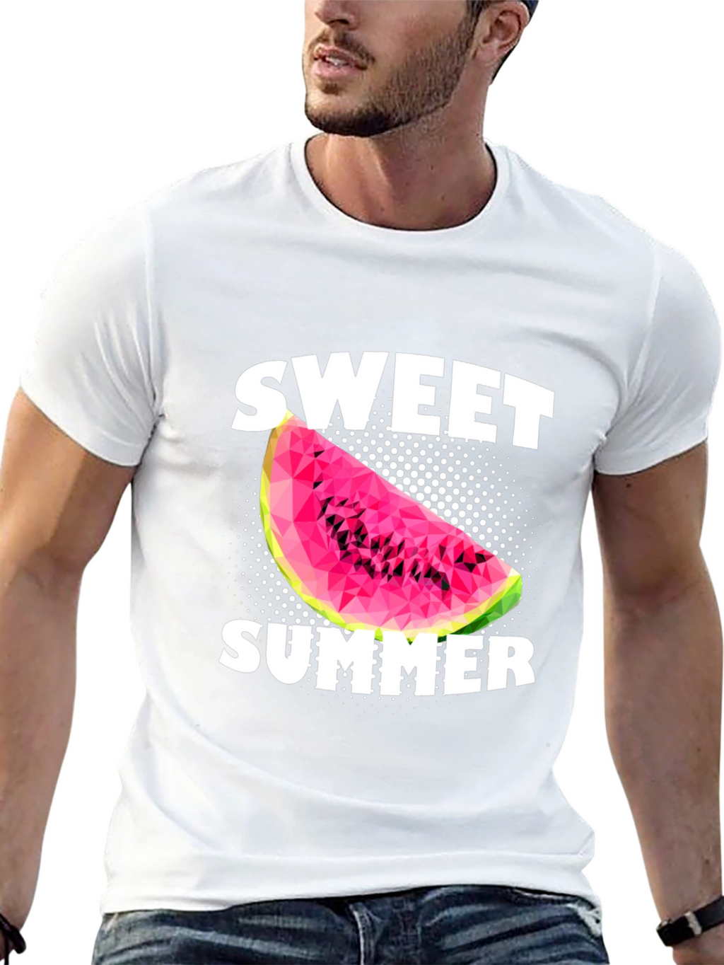 Sweet Summer Watermelon Graphic Black T-Shirt
