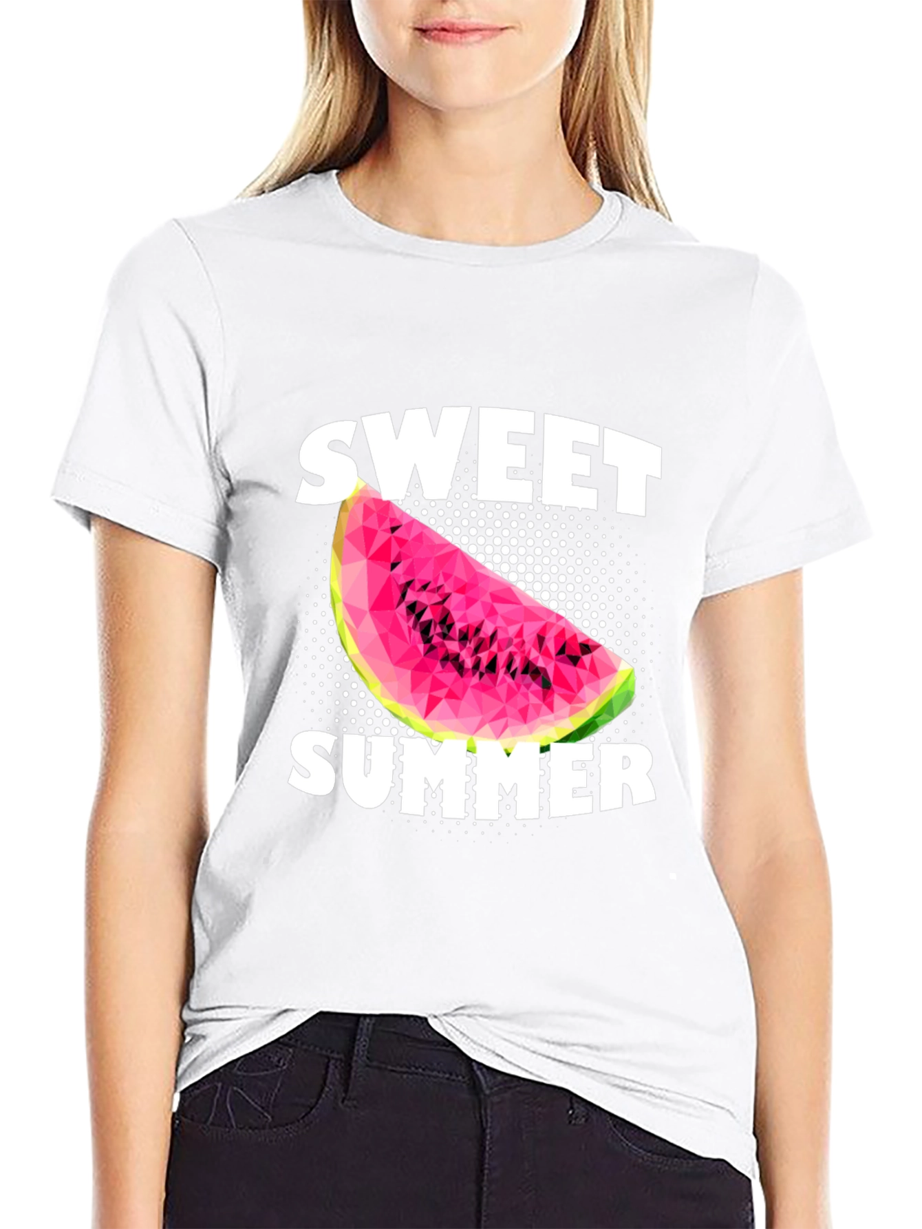 Sweet Summer Watermelon Graphic Black T-Shirt