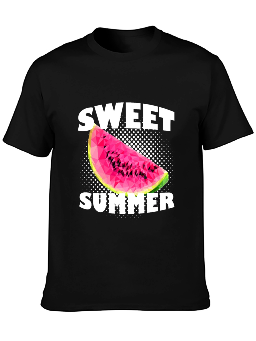Sweet Summer Watermelon Graphic Black T-Shirt