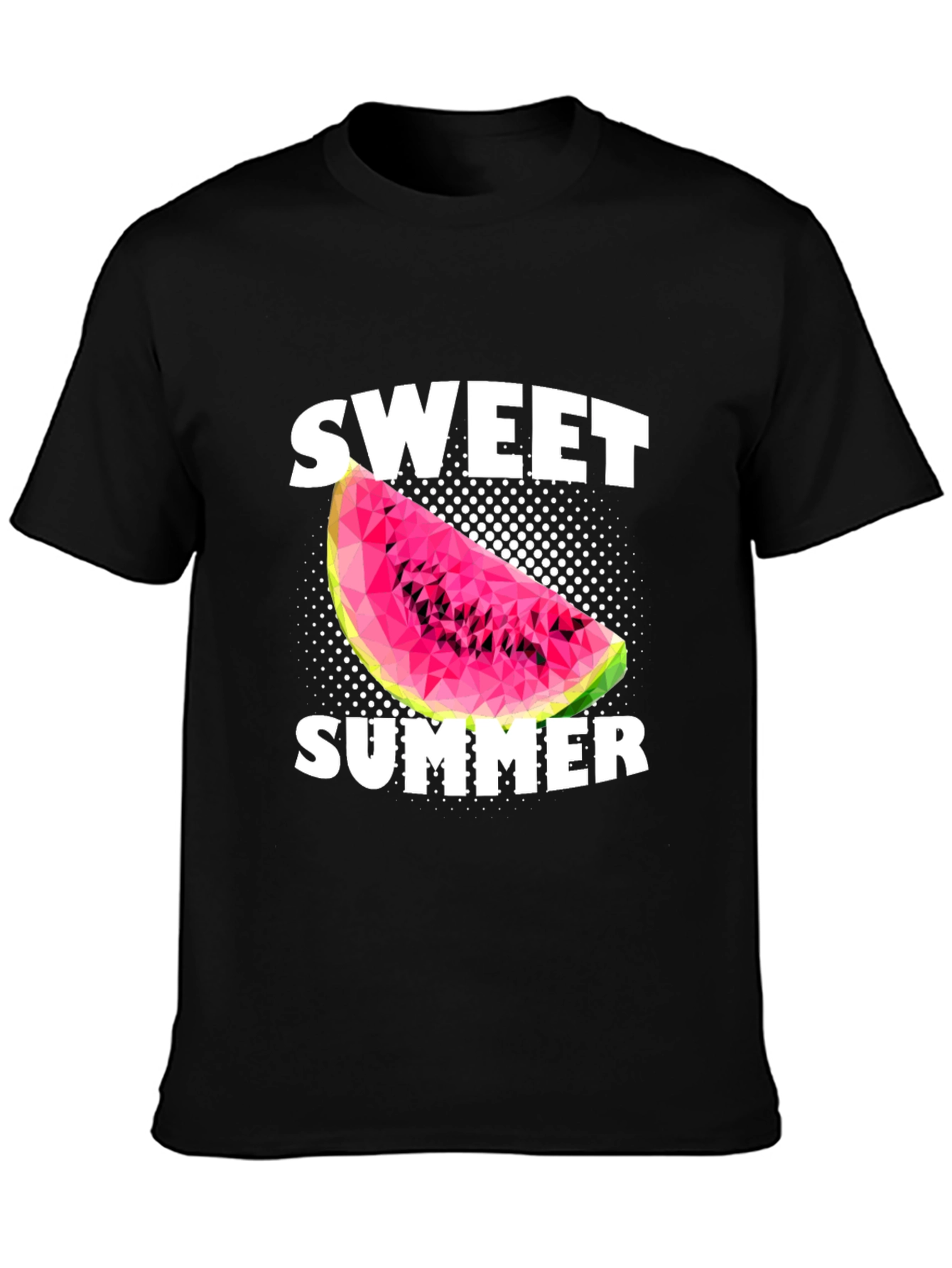 Sweet Summer Watermelon Graphic Black T-Shirt